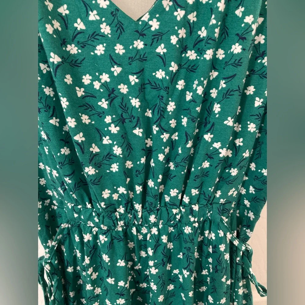NWT Cynthia Rowley green floral sleeveless V-neck mini dress, size medium - Picture 8 of 11